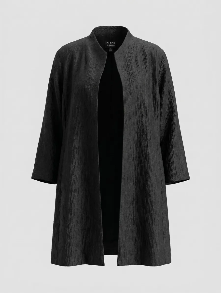Eileen Fisher Black Silk and Organic Cotton Lightweight Jacket Large