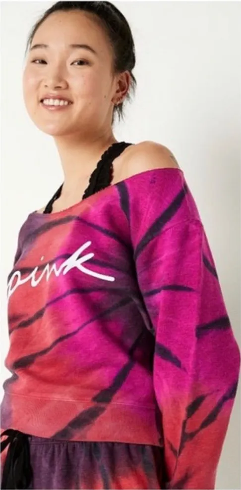 PINK Victoria's Secret Women's Red and Purple Sweater with grommets size Large