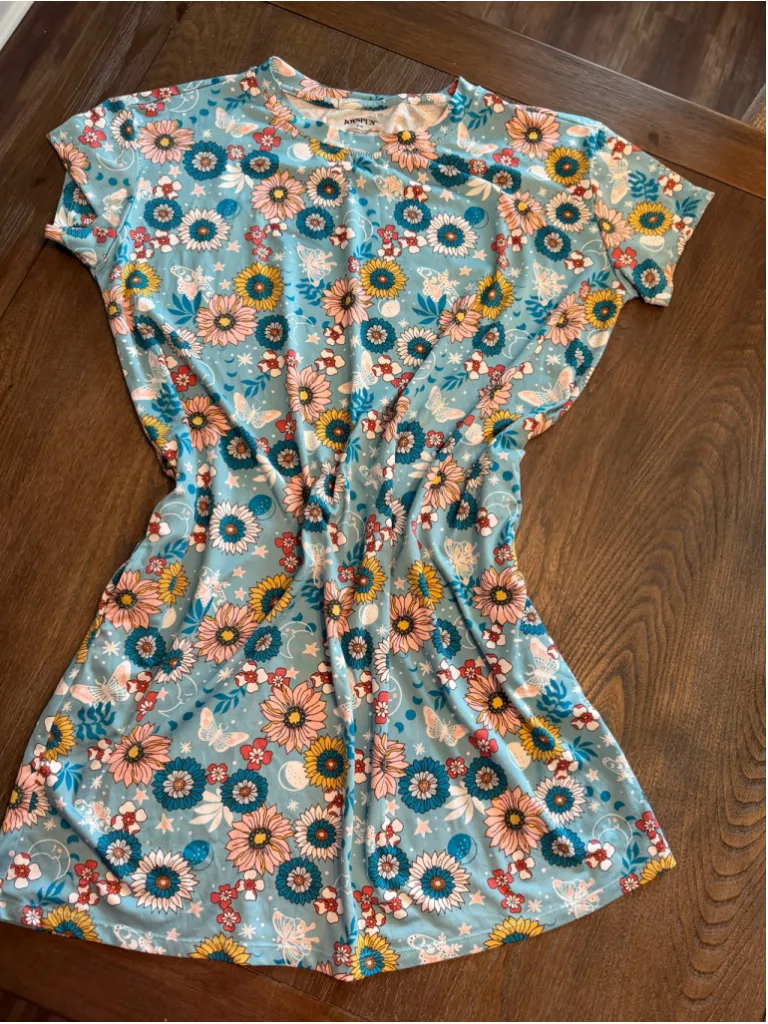 Women's Joyspun Floral Pajama Dress Size S Blue Pink EXCELLENT CONDITION
