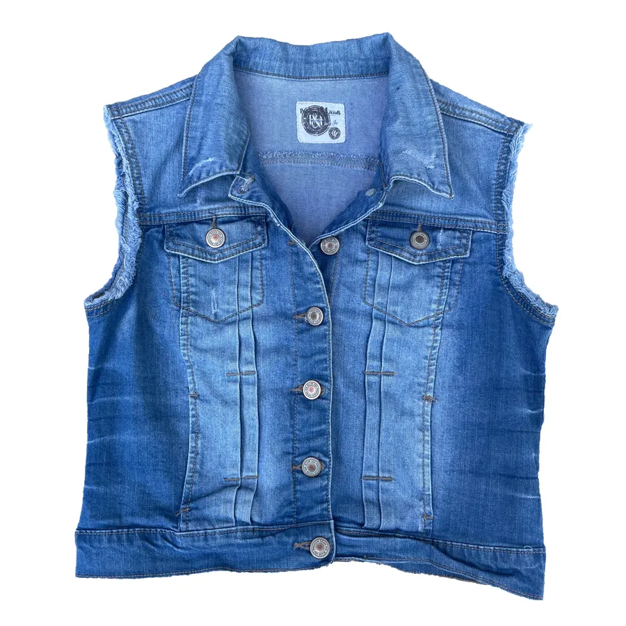 I&M Blue Denim Jean Button Up Vest Jacket