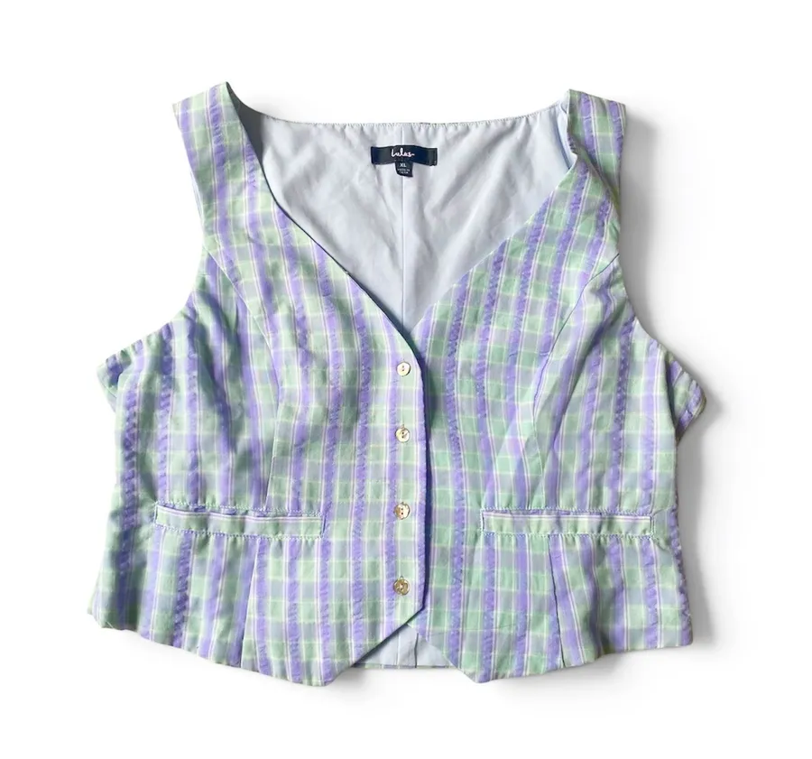 Lulus Plaid Seersucker Vest