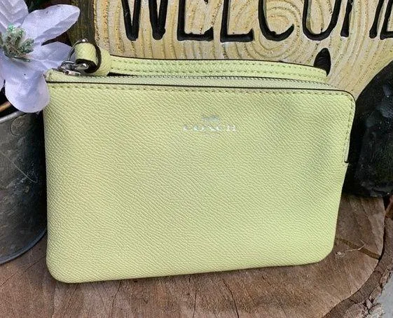 Authentic COACH Coated leather zip top wallet /wristlet