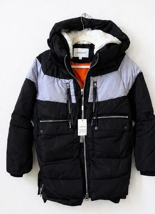 Women's Winter Thickened Down Jackets Long Down Coats Warm Parka with Hood Black Size XS