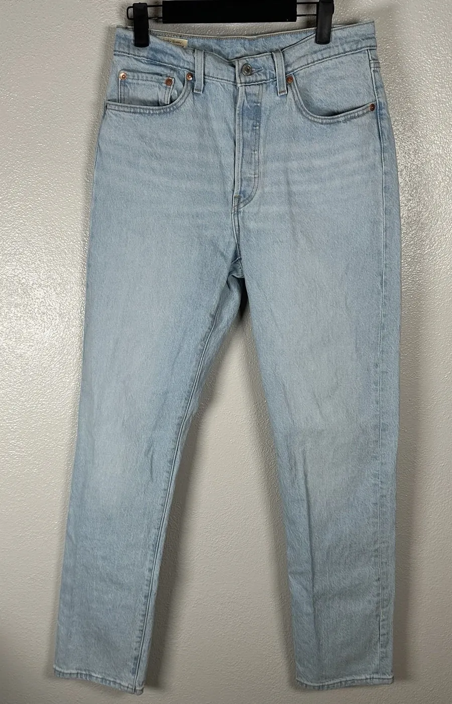 Levis 501 Jeans Womens 29x32 Premium Denim High Rise Button Fly Blue Light Wash