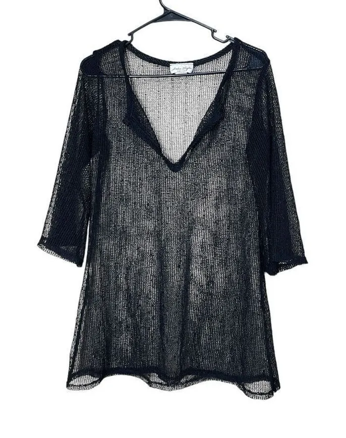 Jordan Taylor Y2K Black Sequin Sheer Swim Cover Size M