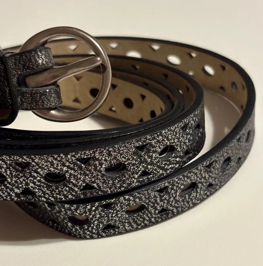Women’s Sonoma Goods For Life Size XL silver perforated skinny belt new