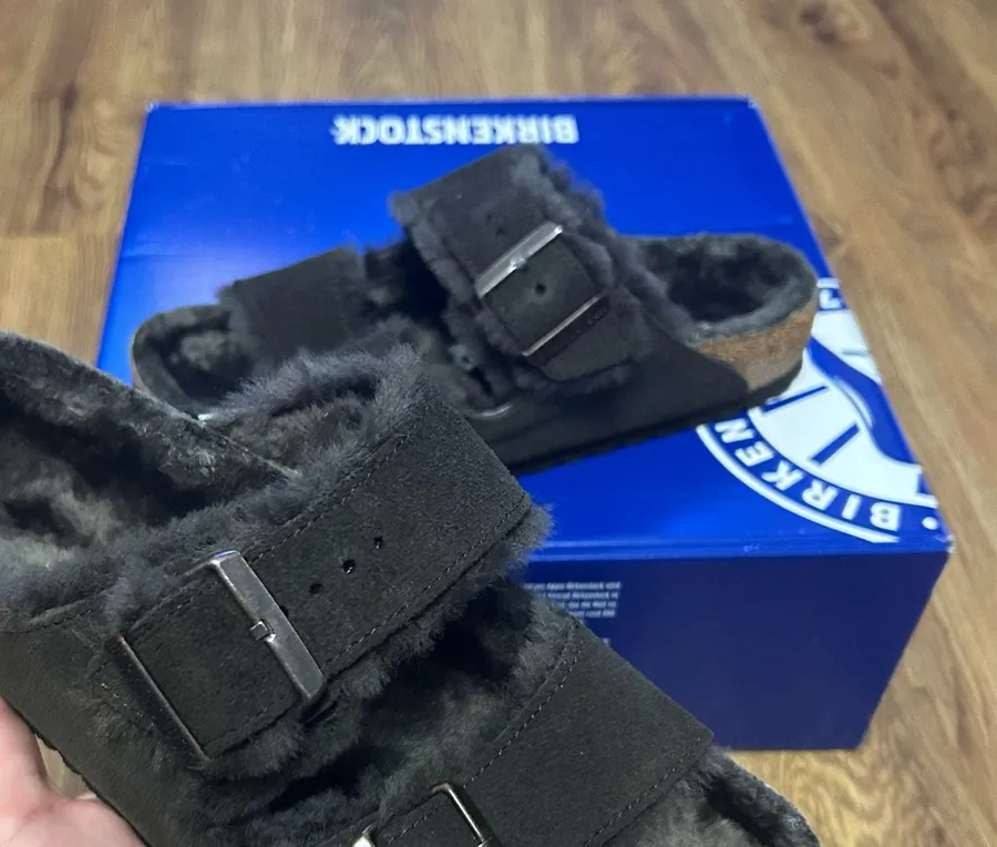 BIRKENSTOCK Arizona brown leather shearling fur sandals shoes new