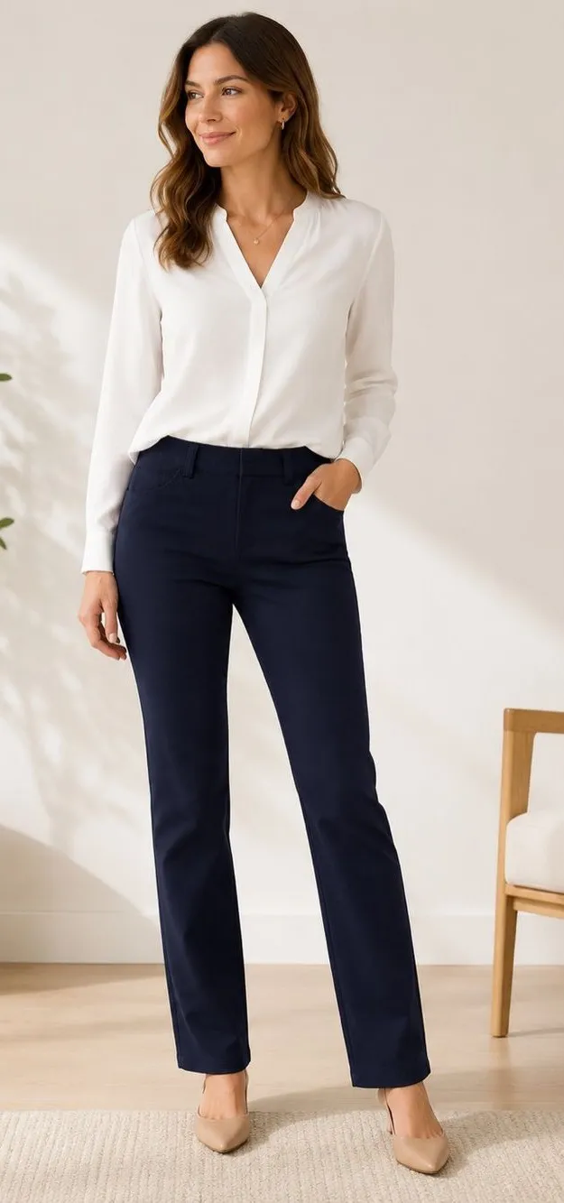 Quince X-Petite Stretch Work Pants – Navy | XS | Like New