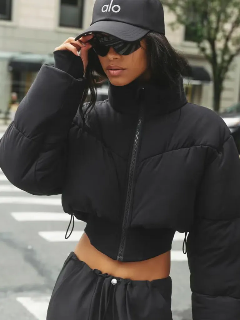 ALO Yoga Main Act Corset Puffer Jacket - Black - XS - Excellent