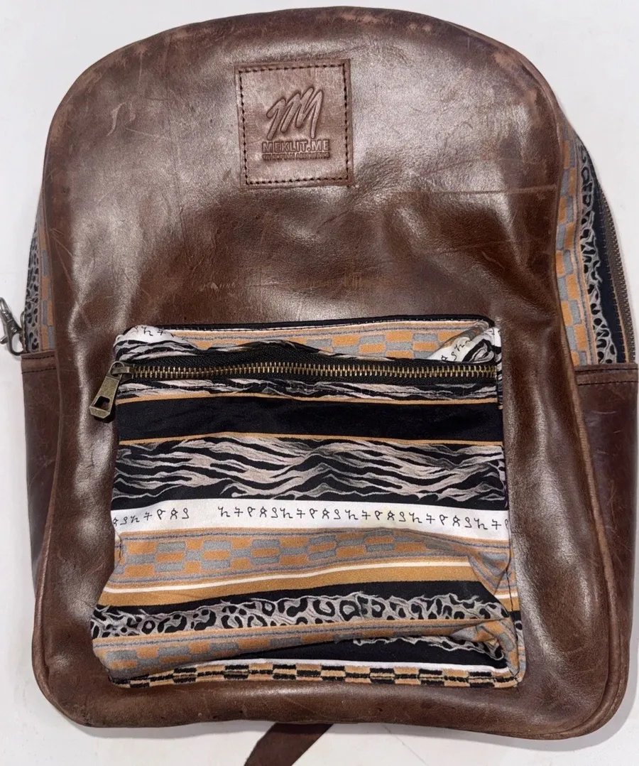 Aztec cowhide leather Backpack