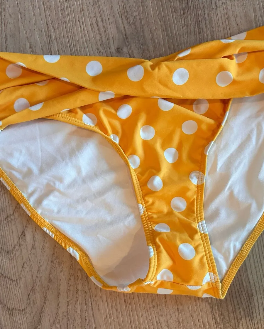 Younique Yellow and White Polka Dot Bikini Bottoms s new