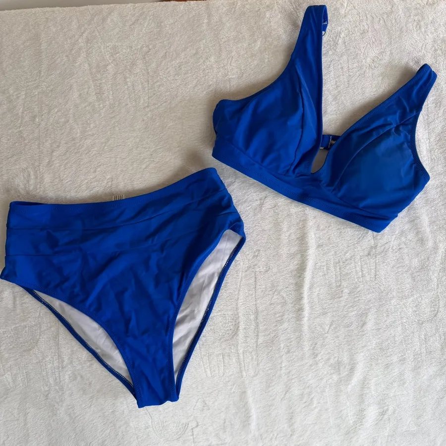 NEW Women's Bright Blue High Waisted 2 Piece Bikini Swimsuit Size M #26077 Size M
