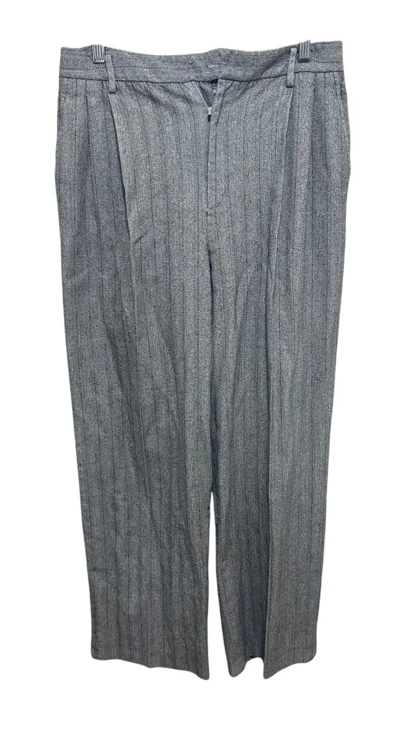 Linda Allard Ellen Tracy Wool Blend Herringbone Trousers Career Pants 10 Gray