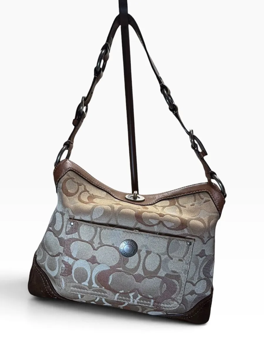 Vintage Coach Chelsea Optic Signature Hobo Bag Brown 10142 Y2K