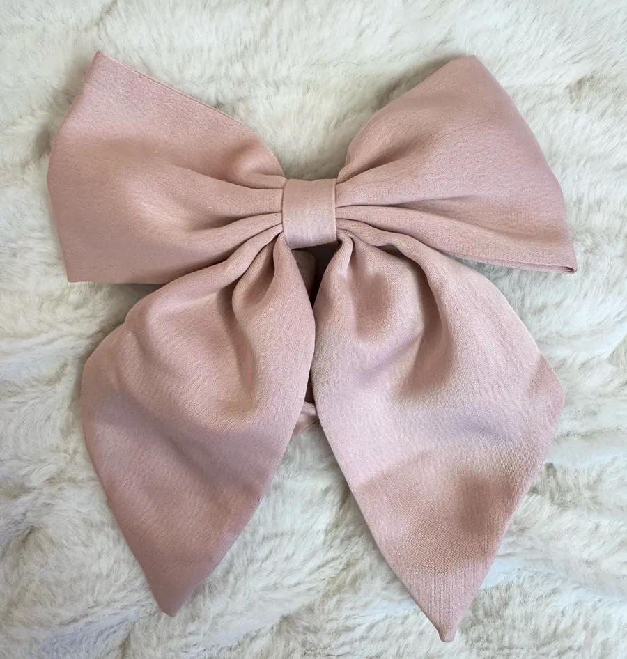 Large Blush Pink Hair Bow Scrunchie Accessory