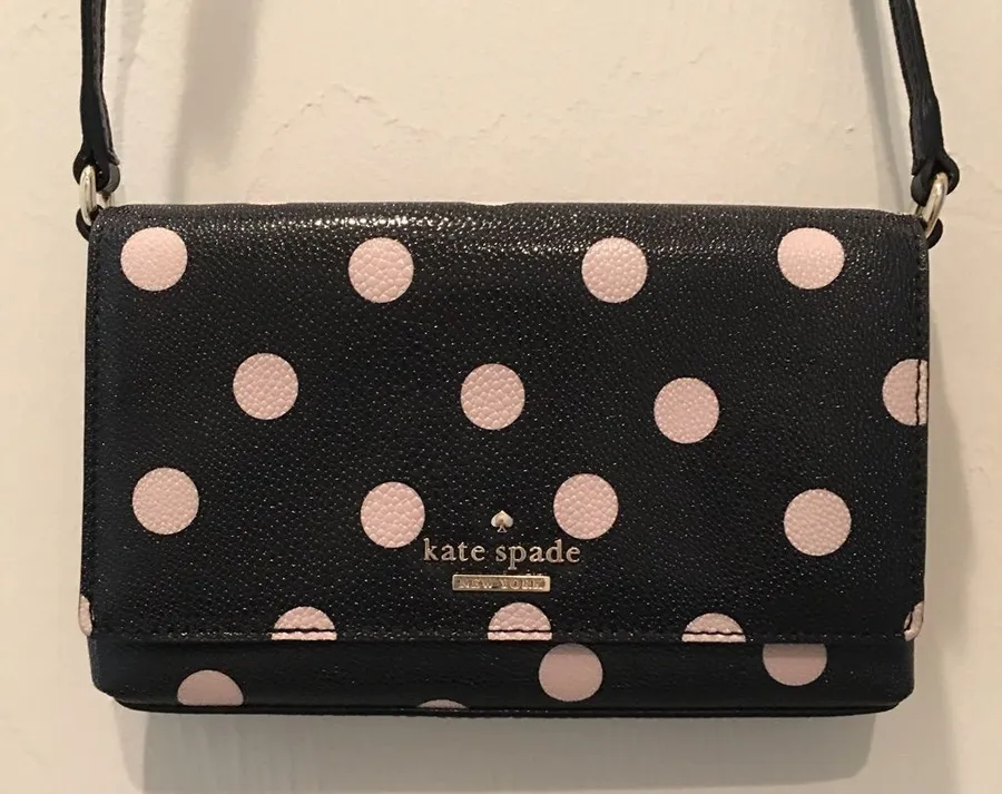 Kate Spade Black with Polka Dots Crossbody Handbag