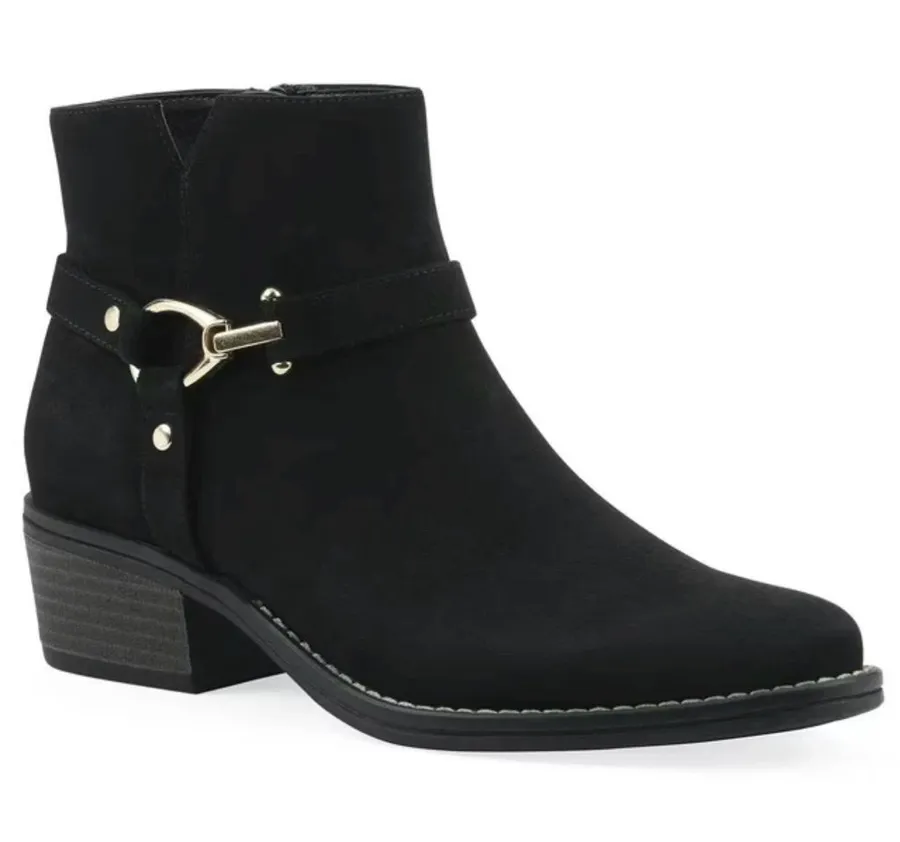 White Mountain Women's Ankle Boot Size 9 Black Faux Suede Easy zip-up closure
