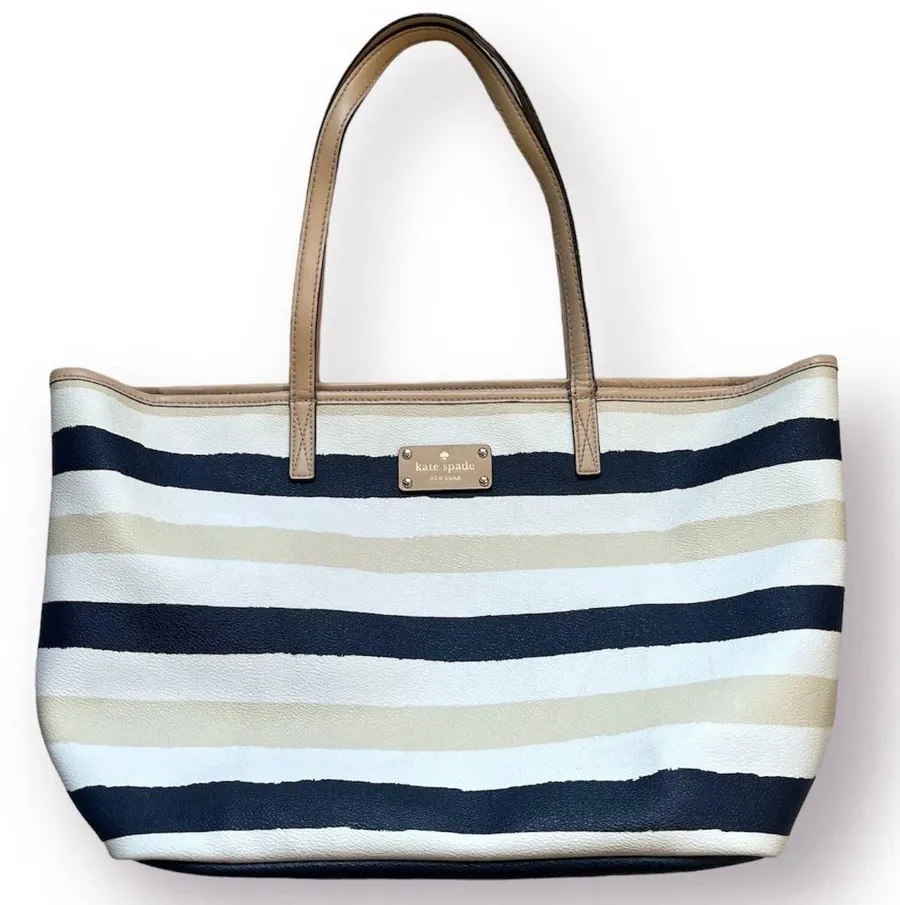 Kate Spade Striped Bondi Road Large Harmony Tote Bag Nautical Coastal Resort