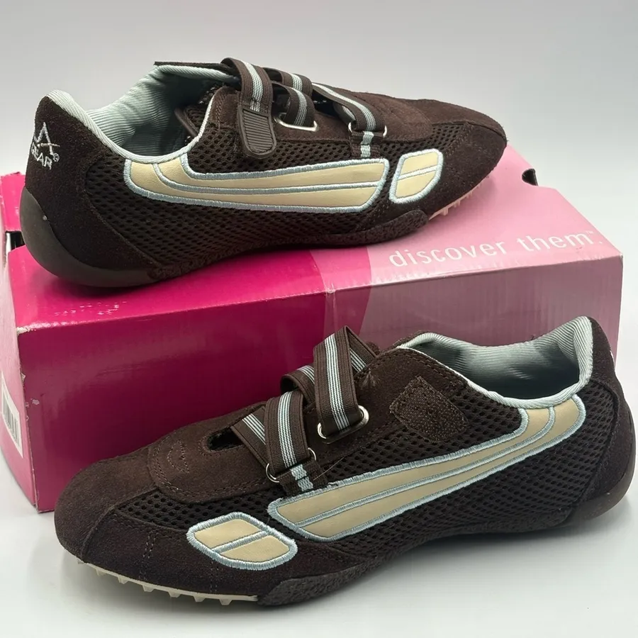 LA Gear Racer Womens Size 7.5 Brown Bone Suede Mesh Sneakers LFCW4063B