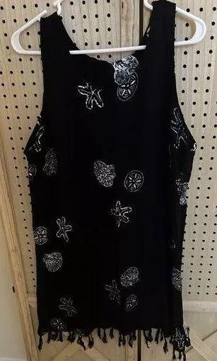 Beach Cabana Swimsuit Beach Island Coverup Pool Swim Size 12/14 Large Black