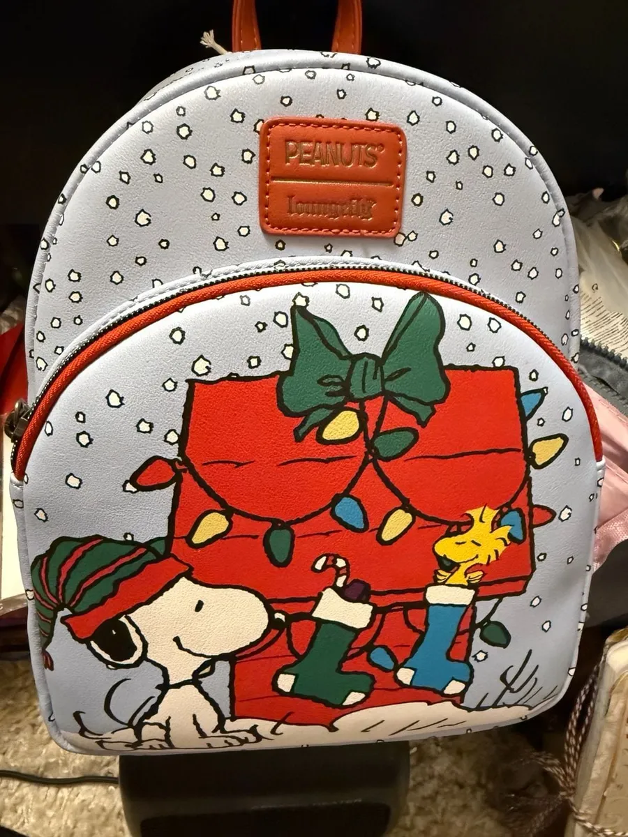 Loungefly Peanuts Snoopy & Woodstock Christmas Doghouse Mini Backpack