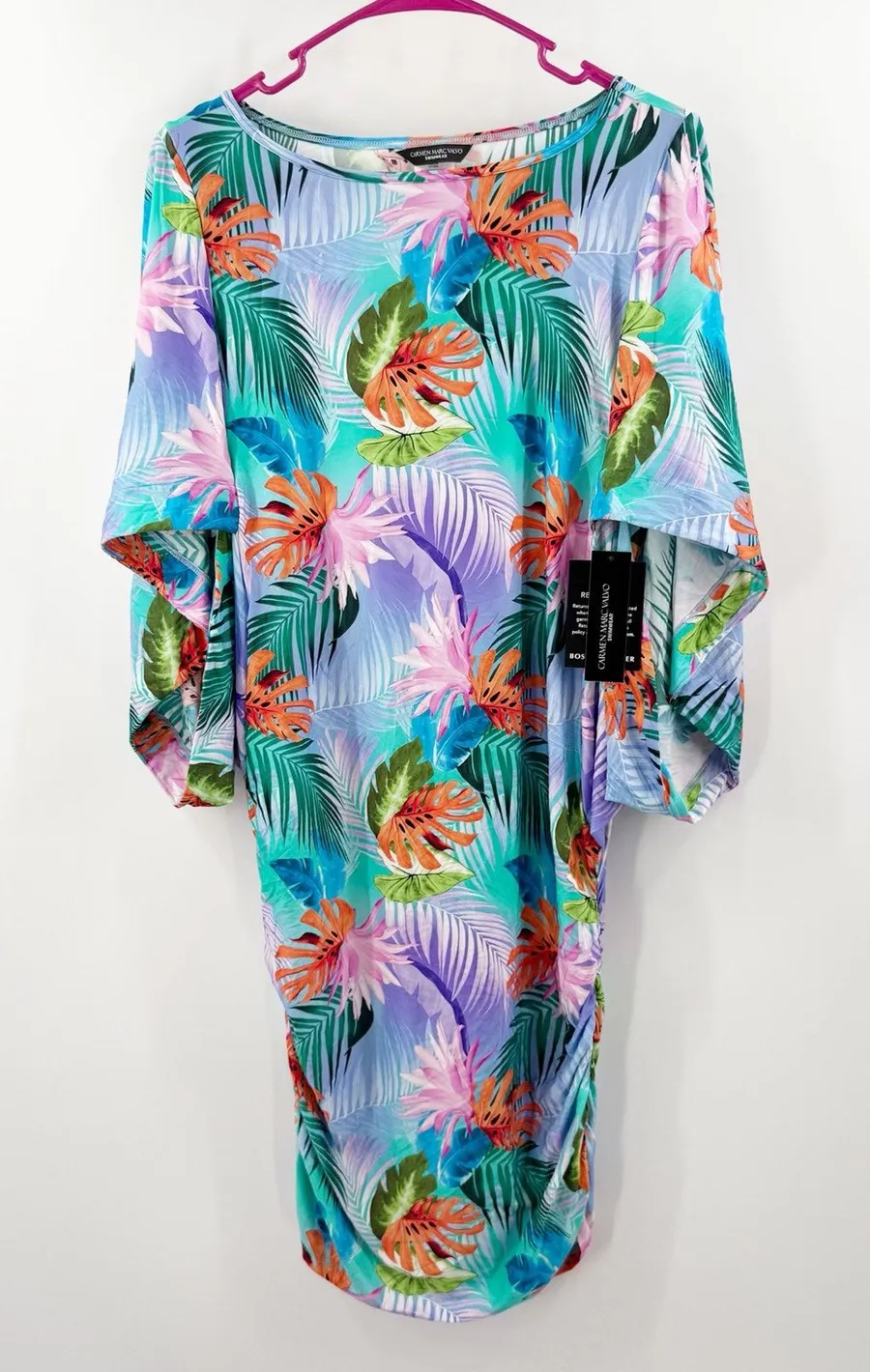 Carmen Marc Valvo Swim Coverup Womens Size Small NWT tropical floral dress beach