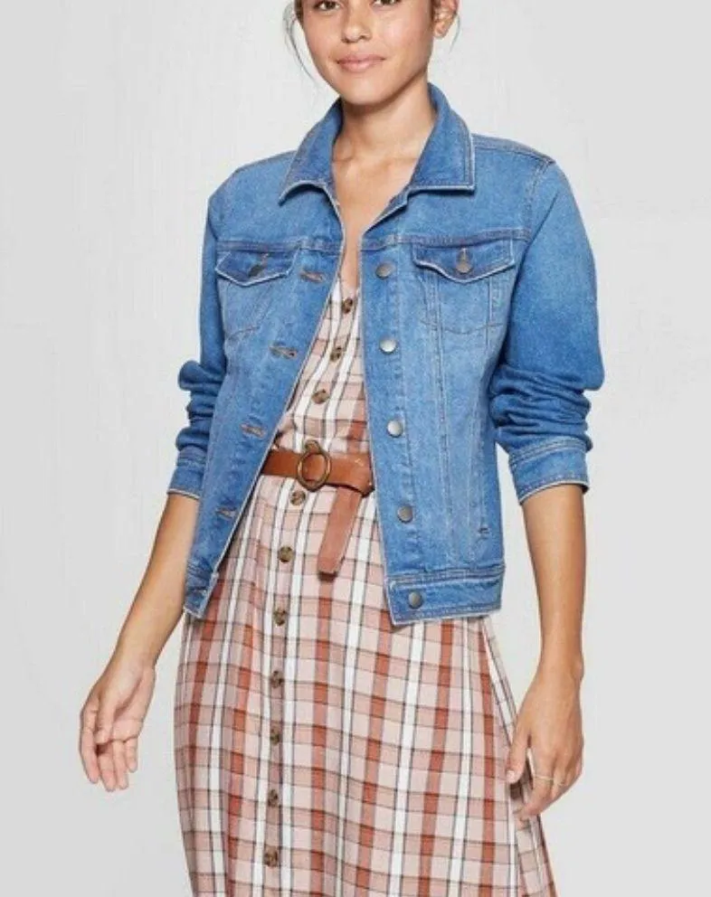 Women's Denim Jacket Blue Size S Casual Long Sleeve