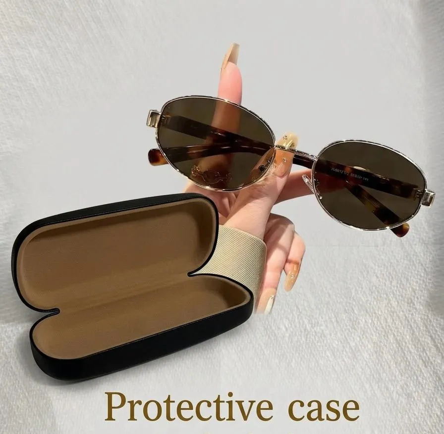 Vintage Oval Sunglasses Gold Metal Frame Tortoise Shell Arms UV400 Retro Glasses