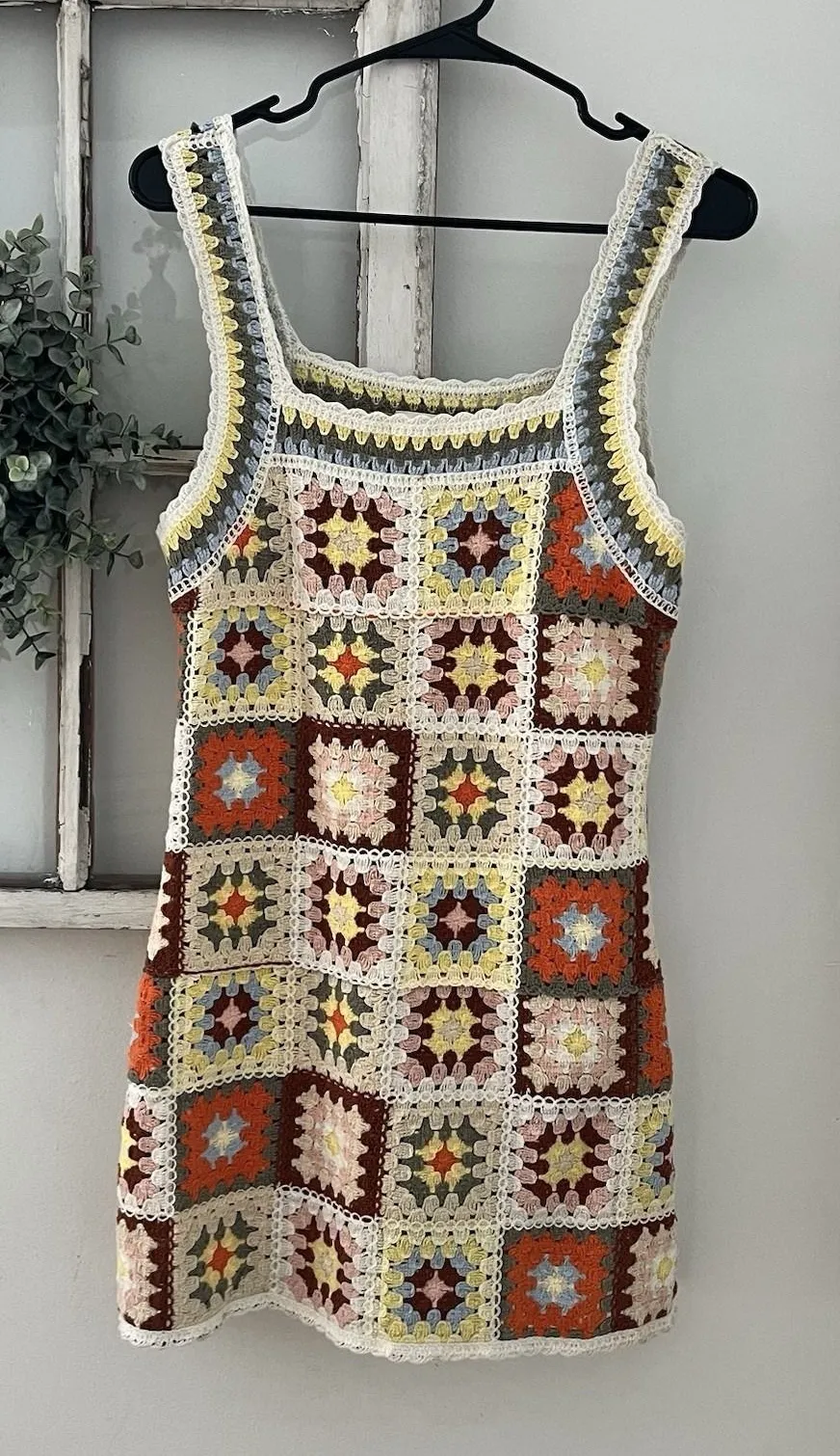 New In Hand Crocheted Patchwork Knit Women's M/L Granny 70s Boho Vibes Size undefined