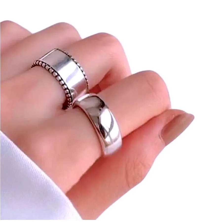 Adjustable 6mm Silver Ring Band S925 Stacking Thumb Minimalist Open NEW