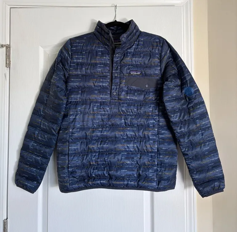 Women's Patagonia Down Snap-T Pullover Size S blue