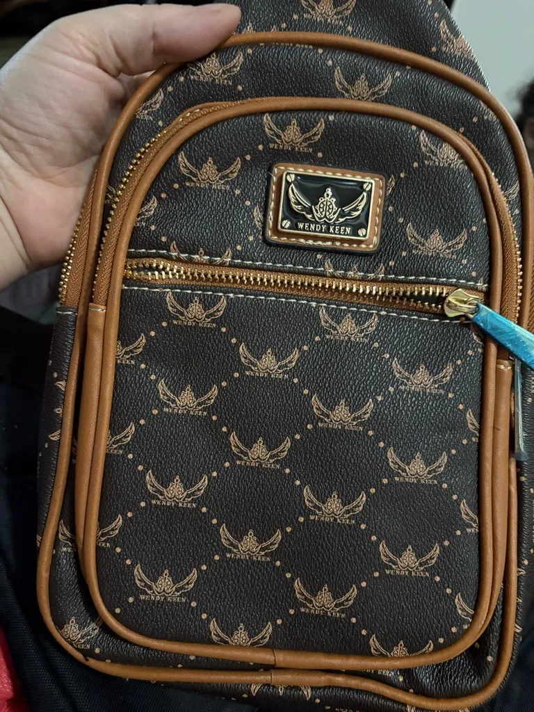 Brown Logo Mini Backpack for Women