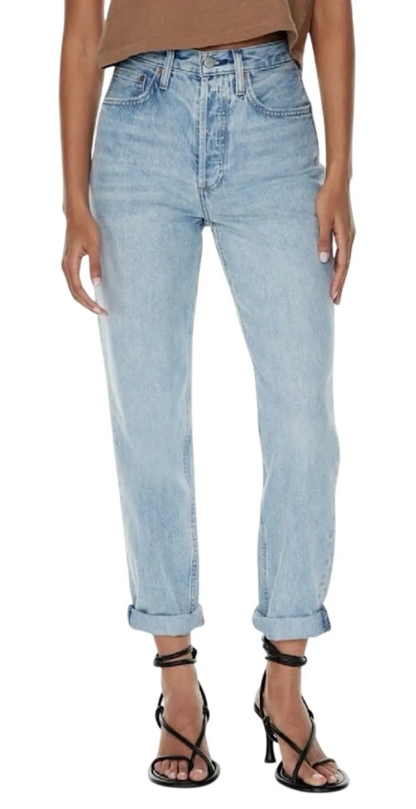 Aritzia Denim Forum The Boyfriend High Rise Loose Fit Jeans Button Fly Size 27 Blue