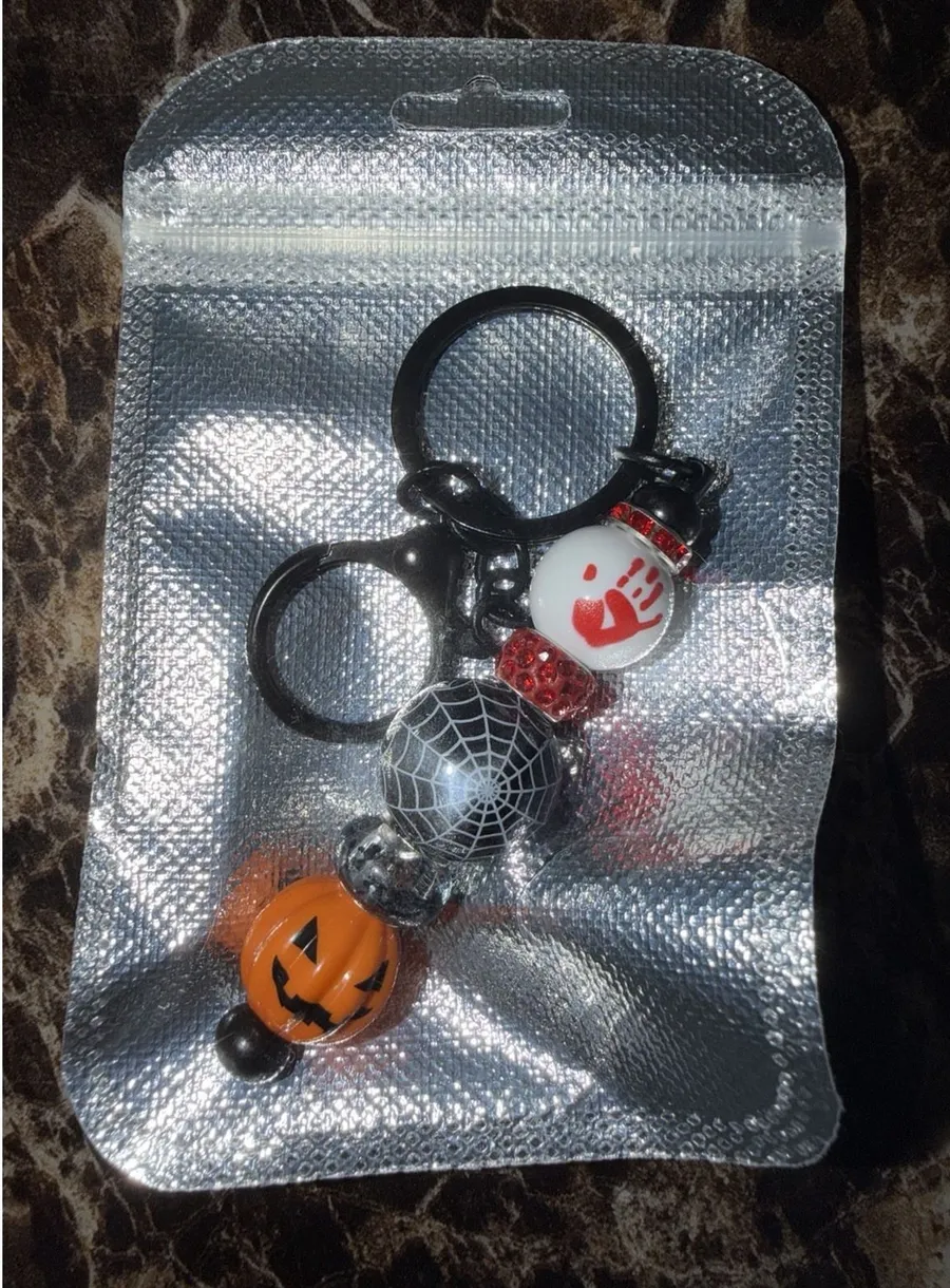 Handmade Beaded Keychain Halloween Themed