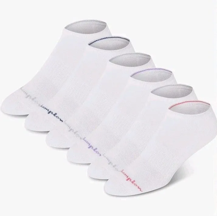 CHAMPION SOCKS WOMEN'S - LOW CUT WHITE - SHOE SZ 4-10 PACK 6