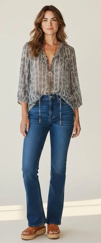 Charter Club Sheer Beaded Tassel Tunic Top XL Coastal Cowgirl Boho Navy White