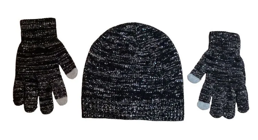 Sag Harbor Hat And Phone Compatible Gloves Set Beanie