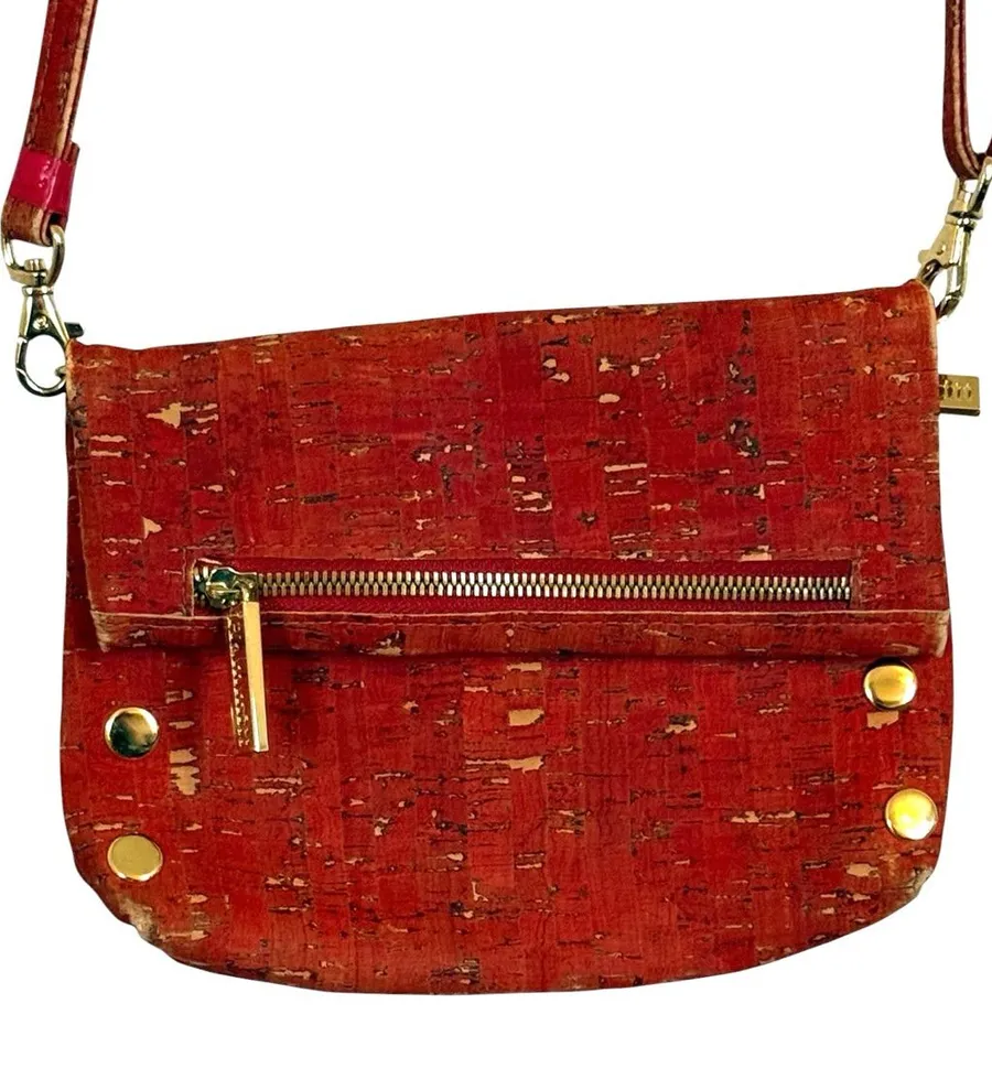 Hammitt Los Angeles Orange Cork Foldover Crossbody Bag Gold Hardware