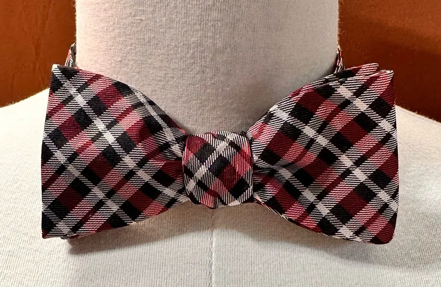 Croft & Barrow Silk Men's Bow Tie Adjustable Handmade Plaid Multicolor