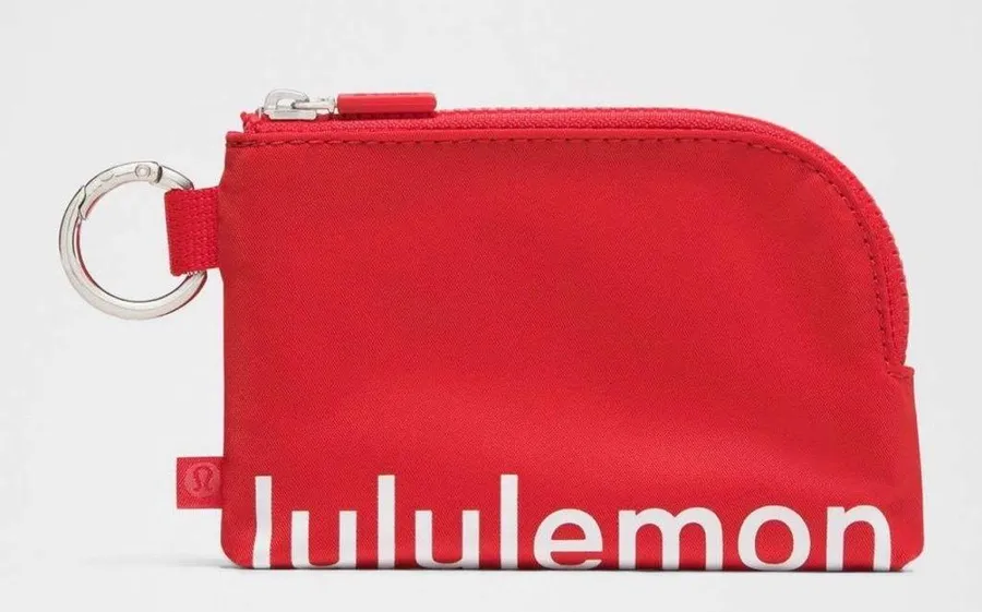 Lululemon NWT Clippable Card Pouch Lulu Red Zip Key Coin Pouch with Logo