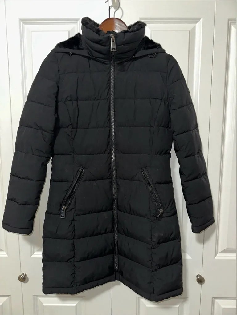 Andrew Marc Stretch Ladies Long Parka Detachable Hood Jacket S
