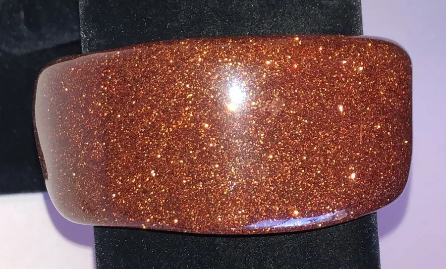 Goldstone Color Sparkle Wide Resin Bangle Bracelet