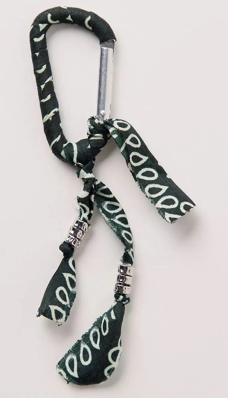 NWOT Free People Bandana Carabiner Bag Charm ~ Dark Green ~ Sold Out!