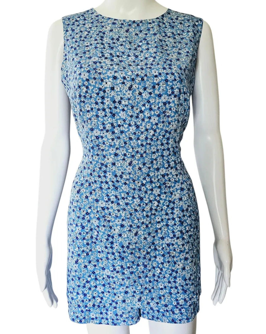 Vintage Compagnie Internationale Express Blue Floral Sleeveless Romper Size 5/6