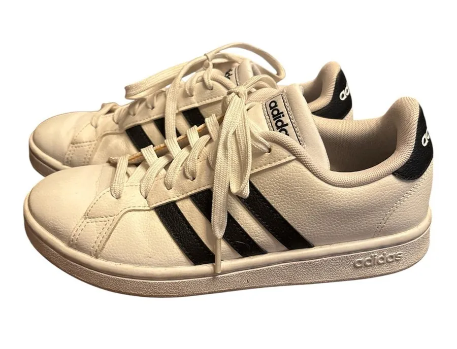 Adidas Grand Court Sneakers Women’s Size 7 White Black Classic 3-Stripes