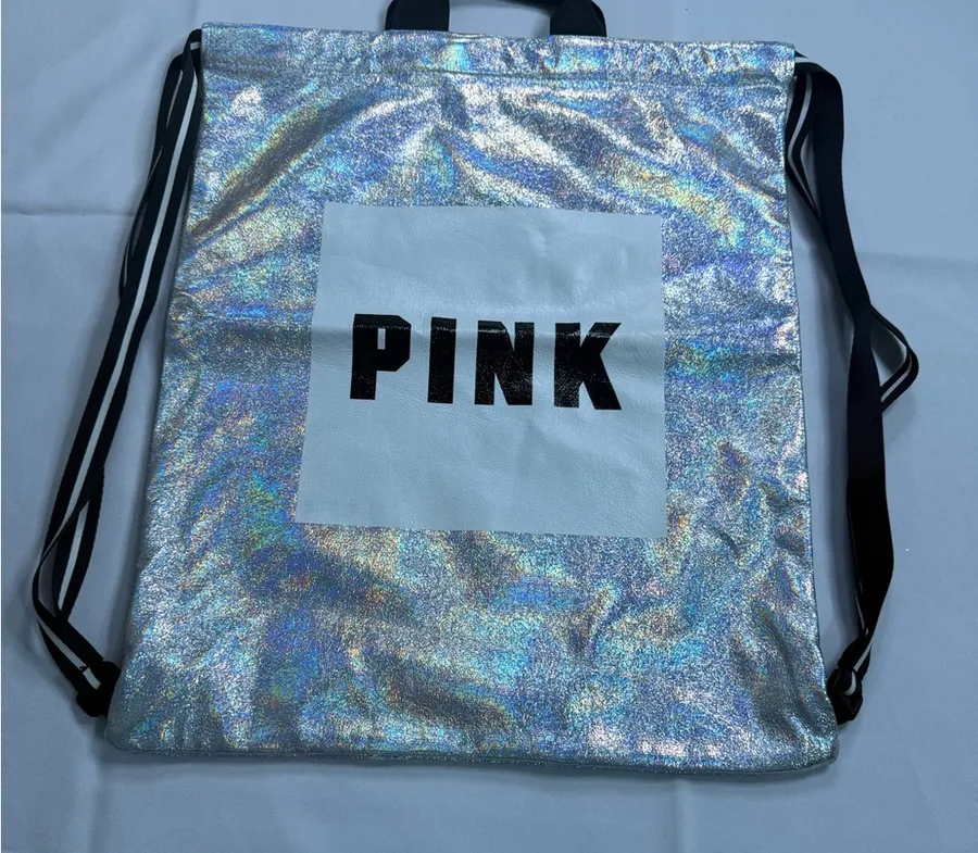 PINK Victoria's Secret Silver Holographic Backpack