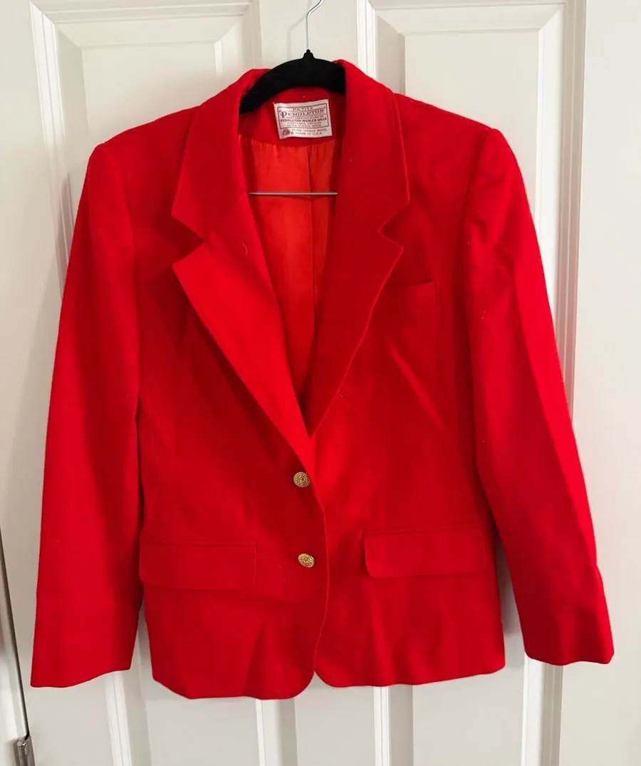 Pendleton Bright Red Women's Blazer with Gold Buttons