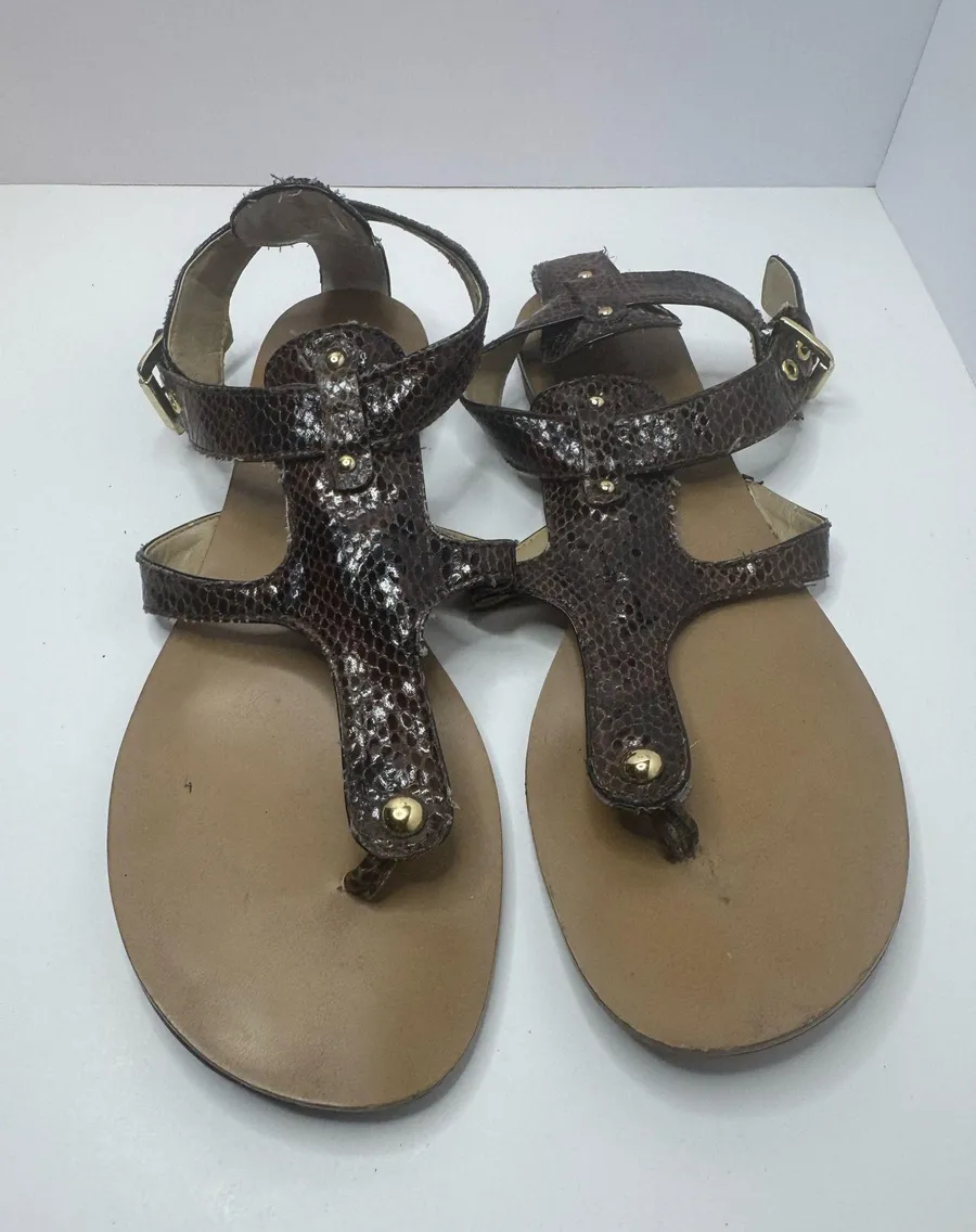 Franco Sarto Toro Brown Strappy Faux Snakeskin Sandals Size 9M