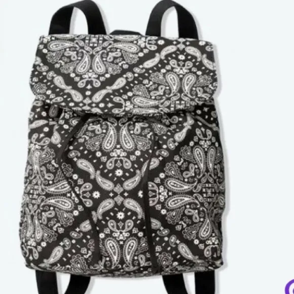 PINK Victoria’s Secret backpack bandana print black and white bag small travel