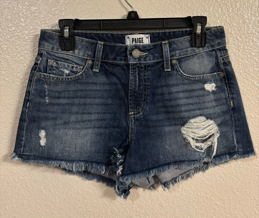 PAIGE Distress Denim Daryn Shorts NWOT